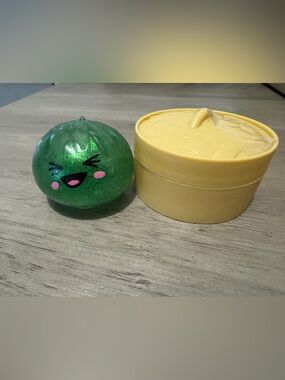 Rare Mystery Dumpling Green Glitter Gel Smiley Squishy w Capsule